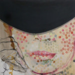 ''vrouw met hoed'',60 x 60 cm , acryl op doek , 2004